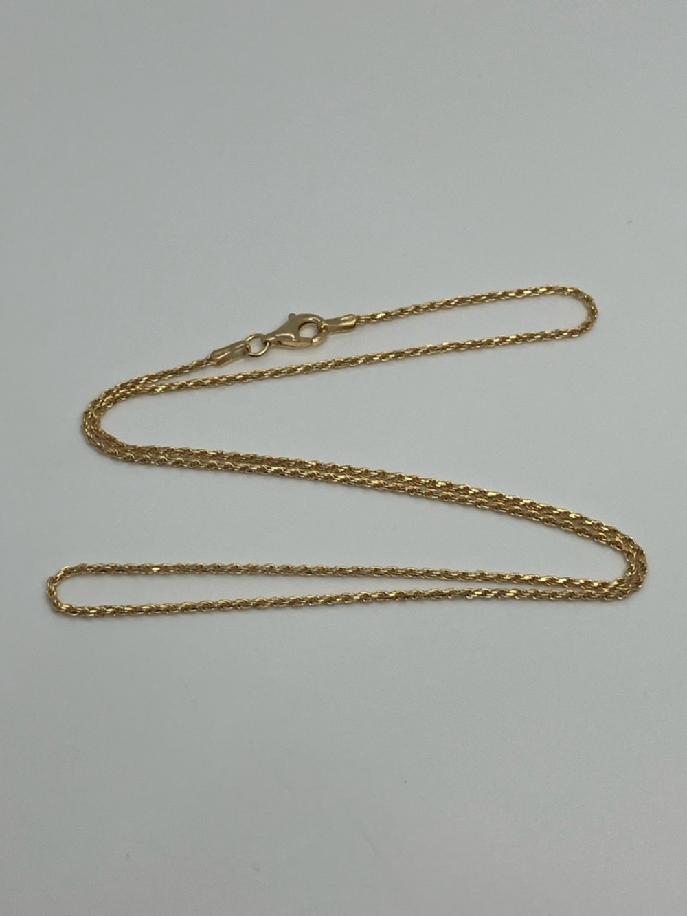 Vtg 925 Sterling Silver Bright Yellow Gold Tone Rope Chain Necklace 18”